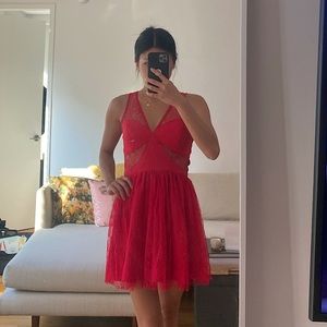 Boutique Red Lace Cutout Dress (For Love and Lemons vibes)